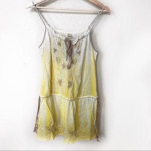 Free People | Yellow Ombré Embroidered Tank Top